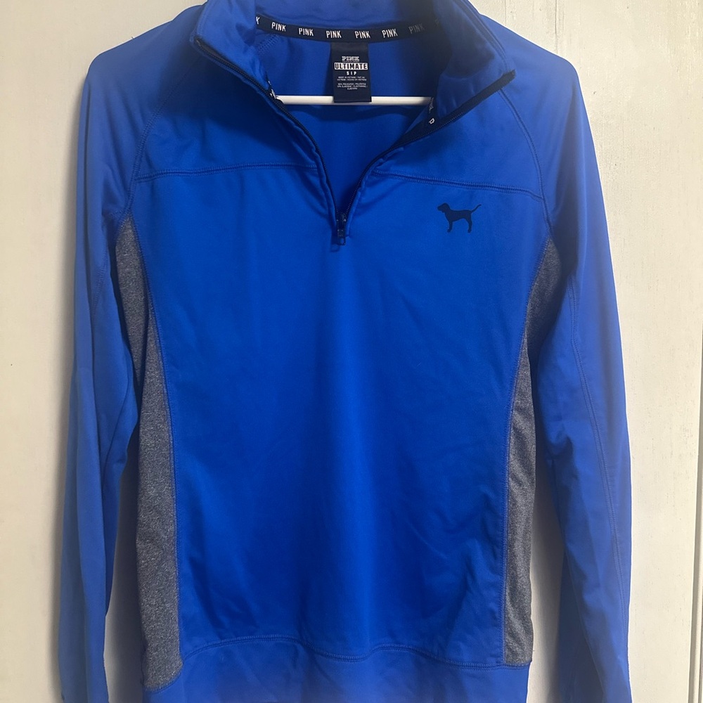 Victoria's Secret Blue and Gray Lightweight Quarter-Zip Top